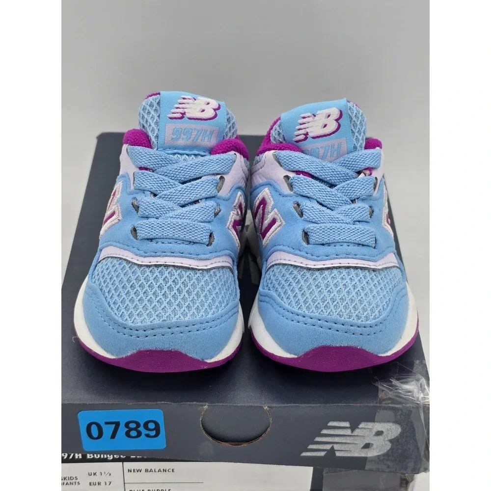 New Balance Toddlers Sz 2M Unisex 997H Bungee‎ Lace Sneaker Blue Purple - NEW